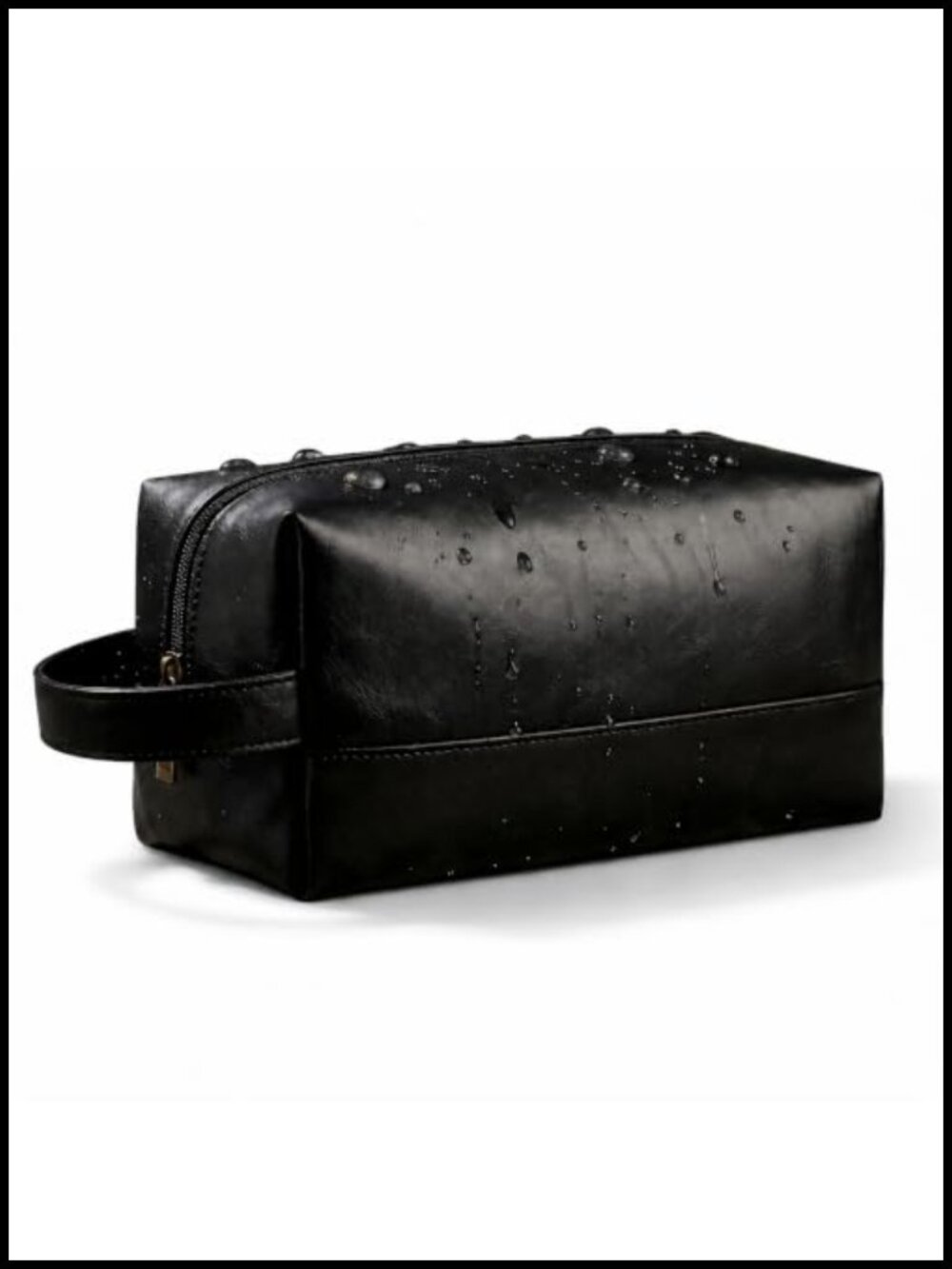PU Leather Toiletry Bag Dopp Kit Wide Opening Travel Shaving Bag